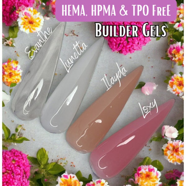 Builder Gel in Bottle | HEMA, HPMA, TPO, 30 Free uv/led | 15ml | Soak Off | Clear, Pink, Neutral, Milky White | Gel Nails