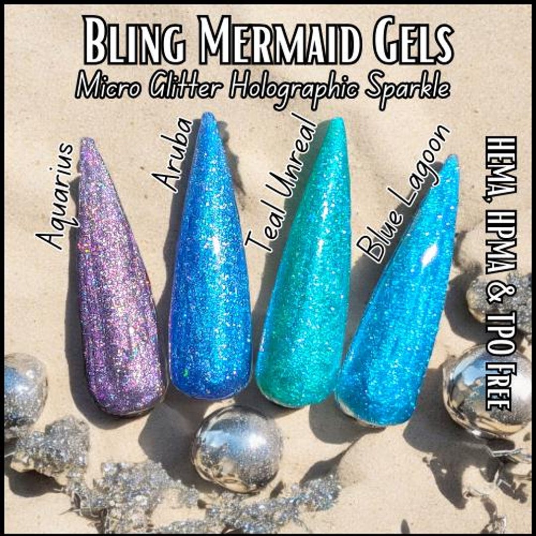 Mermaid Gels | Aquarius, Aruba, Blue Lagoon, Teal Unreal | Micro Flake ...