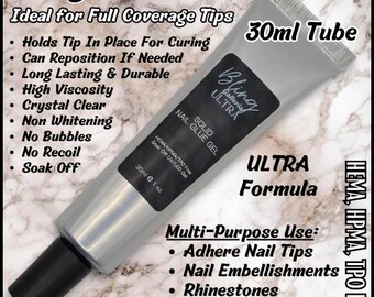 Ultra Solid Nail Glue In A 30Ml Tube - Nail Tips, 3D Features, Nail Embesslishments. Rhinestones - Hema, Hpma, Tpo Free