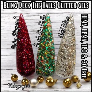 Deck The Halls Glitter Gels | Ruby Slippers and Gold Mine Glitter Gels | HEMA, HPMA, TPO Free