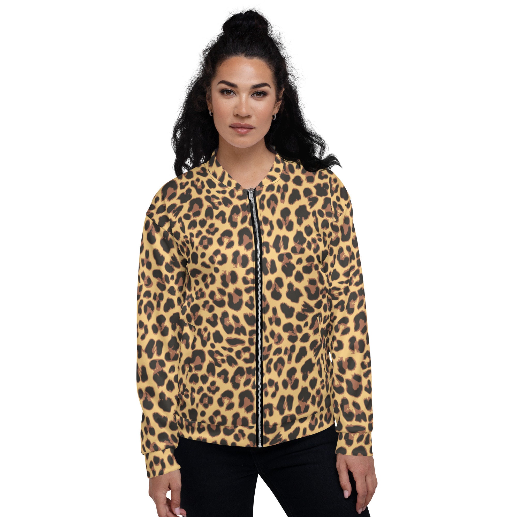 plus size leopard bomber jacket