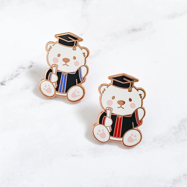 Cute Polar Bear Enamel Pin Graduation Gift, Class of 2024, Graduation Bear Pin, College or High School Graduate, Grad Gift For Him or Her