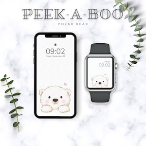 White Polar Bear Phone & Watch Wallpaper, Cute SmartPhone Background (Fit for Android, iPhone and Apple Watch Face)