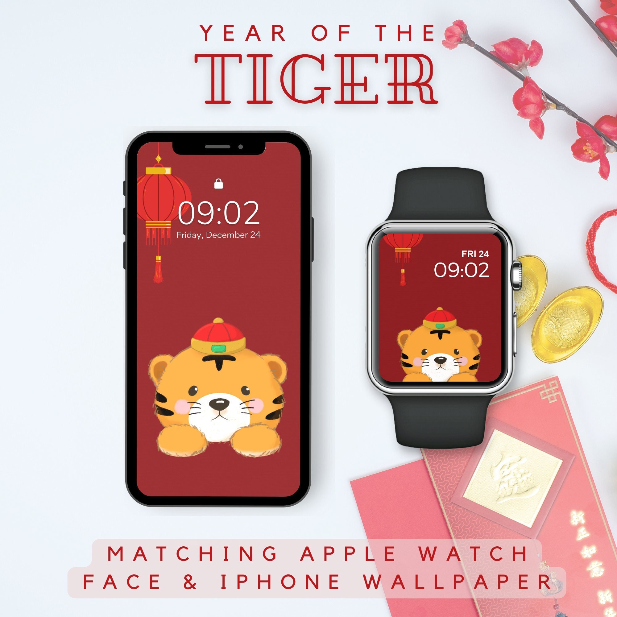 Cute Matching Lunar New Year Apple Watch Face And Iphone Etsy Cute Matching Lunar New Year Apple Watch Face And Iphone Etsy