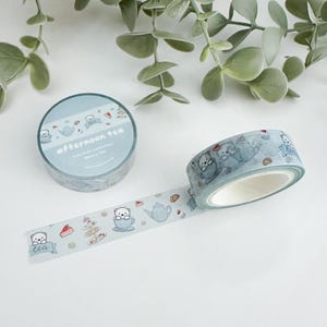 Süßer Eisbär Nachmittagstee Washi Tape, Dekoratives Klebeband, Journaling Tape, Handgezeichnet, Planer/Bullet Journal Zubehör