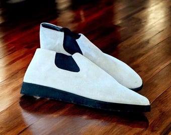 Vintage Cream Leather Chelsea Boots - Size 7