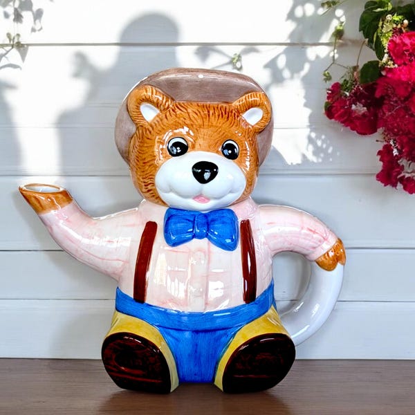 Vintage Decorative Teapot: Robin, Bear, Farm - Teapot Collector Gift