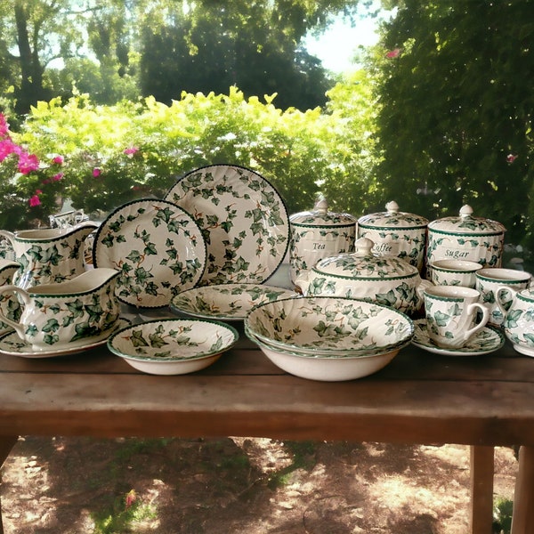 Vintage BHS Country Vine Dinnerware: Green Ivy China
