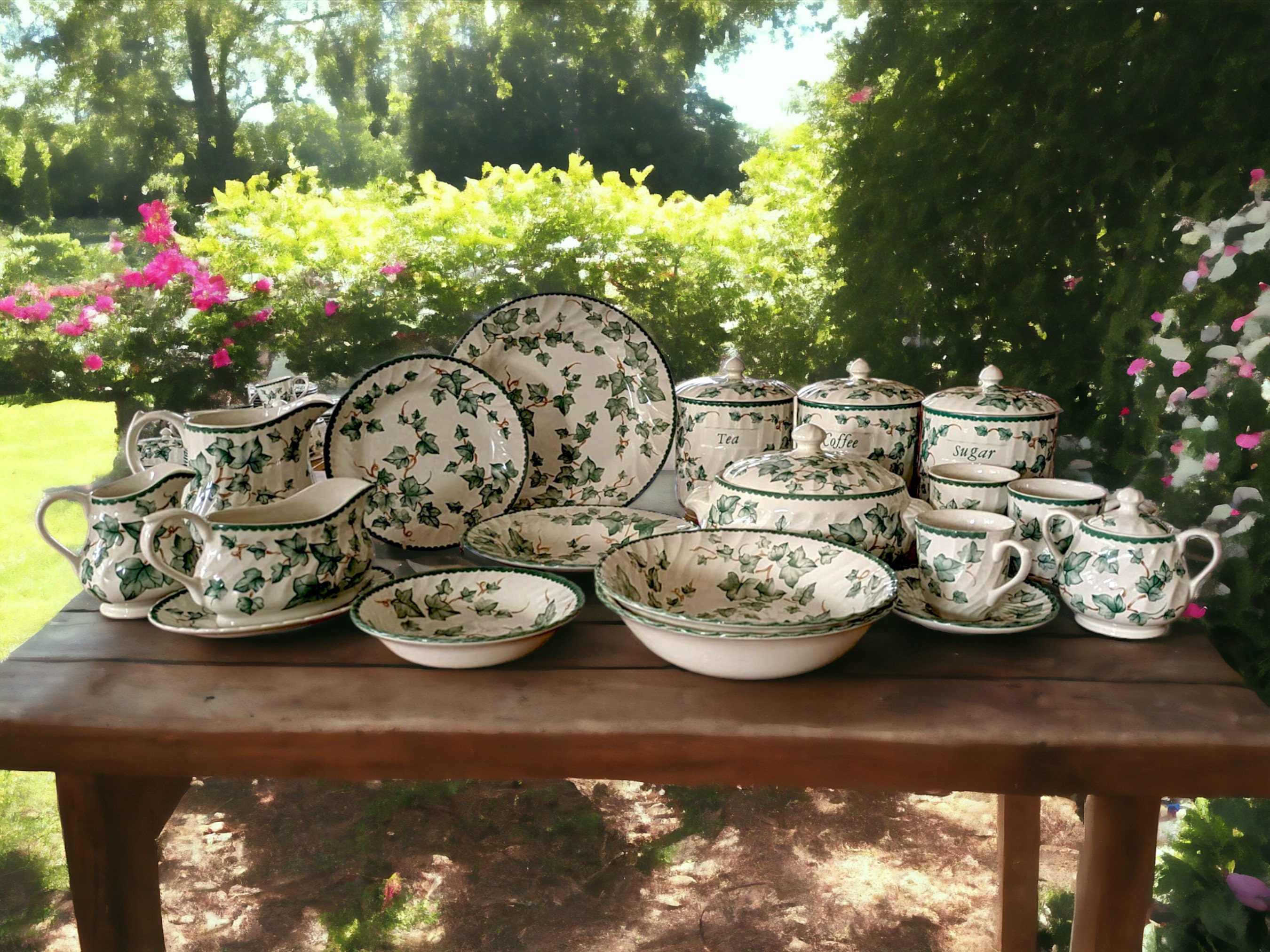 BHS Country Vine Ivy Dinner Set Tea Cups Jug Tureen Gravy Boat Mugs Cannisters Tea Coffee Sugar Vintage Crockery Plates Bowls Etsy