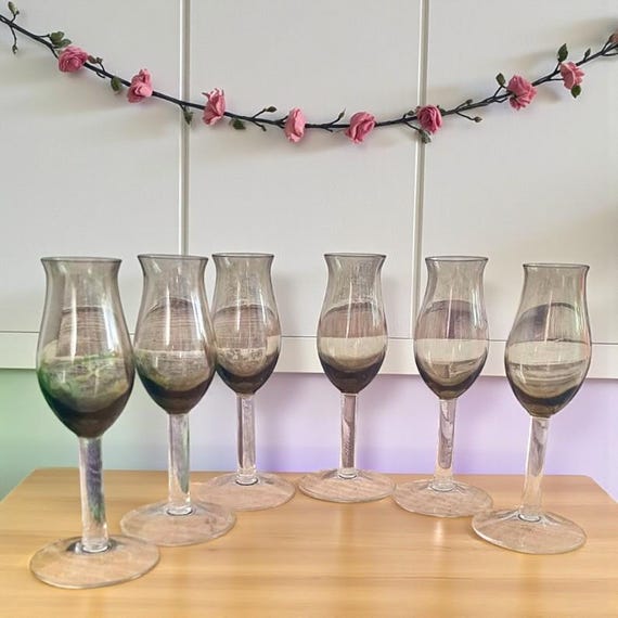 Vintage Rauchglas Likör Gläser - 6er Set