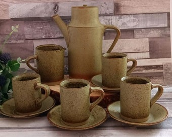 Coffee pot, vintage coffee pot set, tableware, vintage tableware, stone, earthenware, coffee lovers, mum gift, new home gift, birthday gift