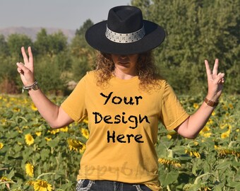 Bella Canvas 3001 Mockup/Bella Canvas Senf Shirt/Western T-shirt Mockup/Boho Mockup/Country Mockup/T-shirt Mockup/Fall Harvest Mockup