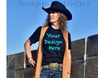 Bella Canvas 3001 Mockup/Bella Canvas Schwarz Shirt/Western T-shirt Mockup/Boho Mockup/Country Mockup/T-shirt Mockup/Cowgirl Mockup