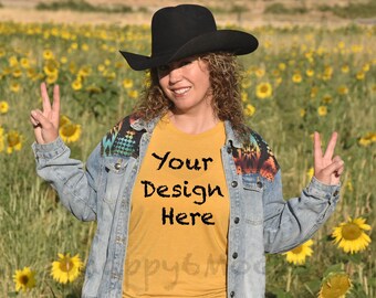 Bella Canvas 3001 Mockup/Bella Canvas Senf Shirt/Western T-shirt Mockup/Boho Mockup/Country Mockup/T-shirt Mockup/Herbst Shirt Mockup