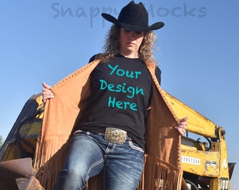 Bella Canvas 3001 Mockup/Bella Canvas Schwarz Shirt/Western T-shirt Mockup/Boho Mockup/Country Mockup/T-shirt Mockup/Cowgirl Mockup