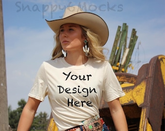 Bella Canvas 3001 Mockup/Bella Canvas Weiß Shirt/Western T-shirt Mockup/Boho Mockup/Country Mockup/T-shirt Mockup/Herbst Shirt Mockup