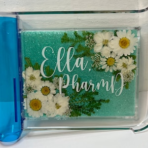 Personalized Pharmacy Counting Tray with Floral Design