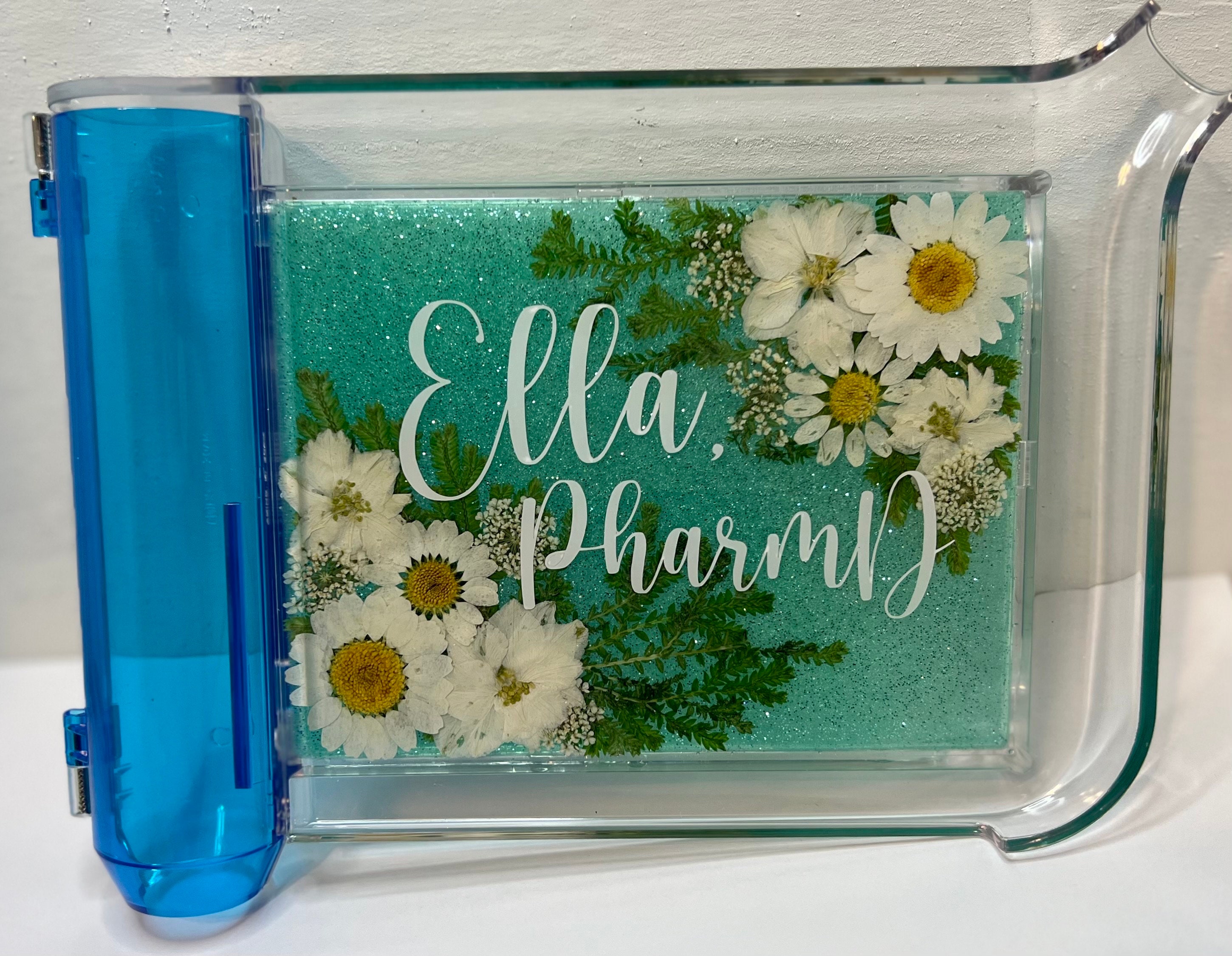 Personalized Pharmacy Counting Tray with Floral Design