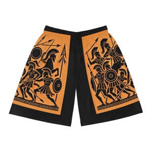 Stylish Basketball Shorts with Greek Warrior Design, Athletic Wear, Sports Apparel, Gym Shorts, Summer Fashion