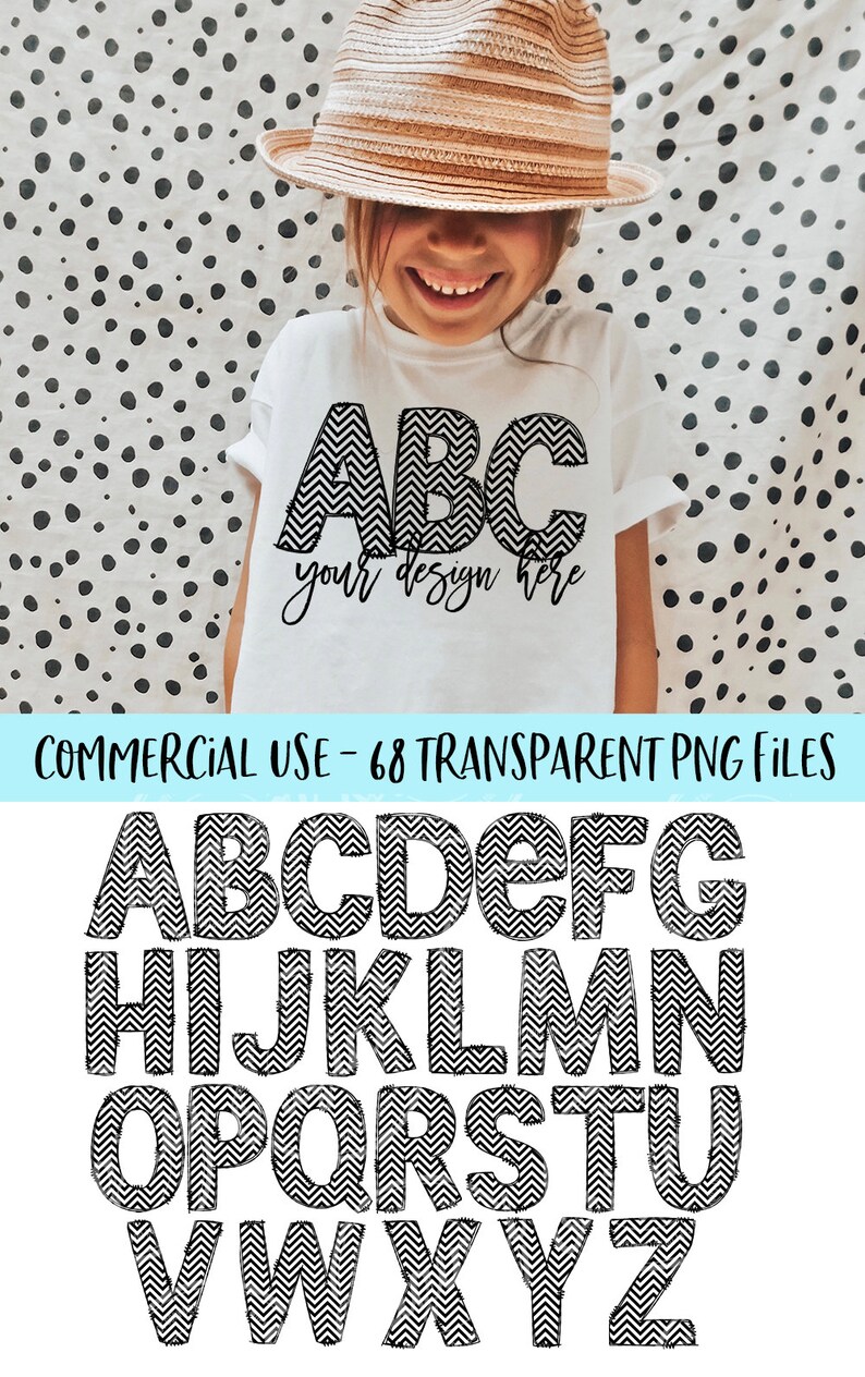Doodle Letters Png ZIG ZAG Alphabet Set Chevron Letters Etsy
