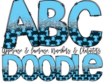 Doodle Font Nurse Alphabet Set,  RN Doodle Letters, Midwife  for Crafters, Scrubs Sublimation Letter & Numbers Individually Saved PNG Files
