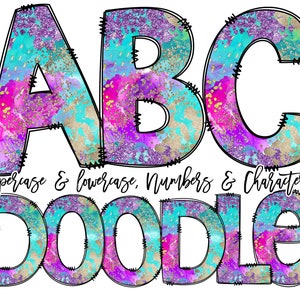 Doodle Font Ink Neon  Doodle Letters PNG, sublimation png, doodle numbers png, Hand Drawn Letters, Doodle Alphabet,  PNG
