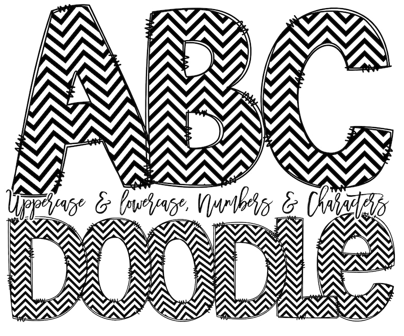 Doodle Letters Png ZIG ZAG Alphabet Set Chevron Letters Etsy