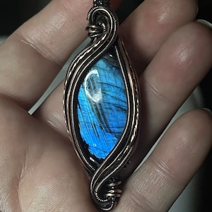 Beautiful blue labradorite antiqued copper pendant handmade all jewelry dipped in everlasting protectaclear