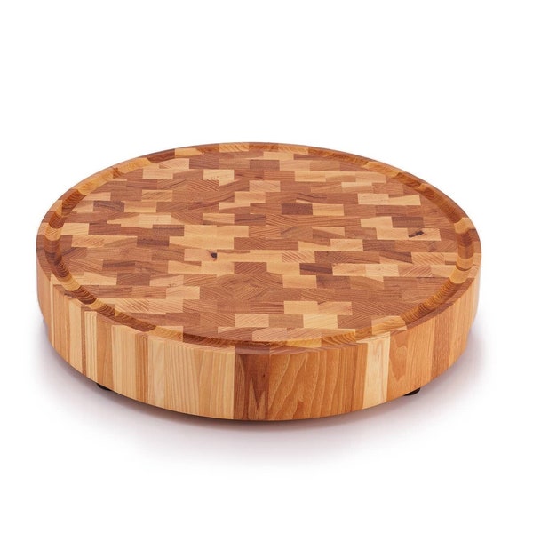 Butchers block -Amish Handcrafted Round Hickory Nut, Wood chopping block, End Grain Butcher’s Block,Cutting board