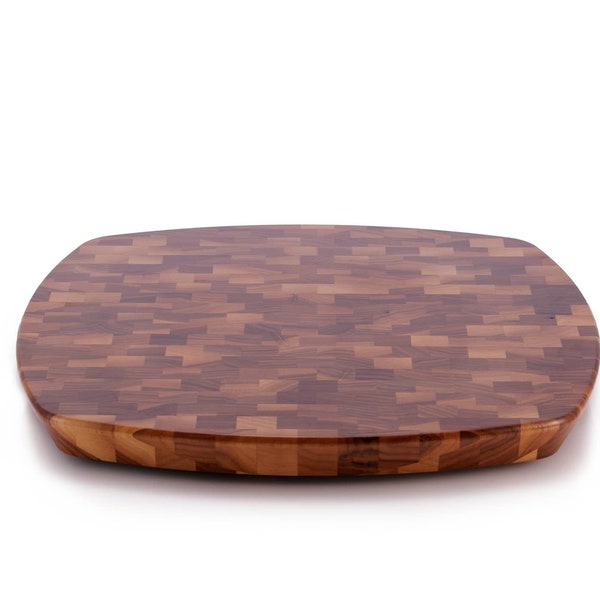 Turntable - Amish Made Wood Square-Round Lazy Susan Turntable, A Mix of Heartwood & Sapwood from black Walnut