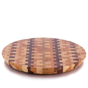 Turntable - Amish Made Wood Round Lazy Susan, A Mix of Maple, Cherry, Hickory, White Oak with a Walnut accent