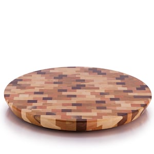 Turntable - Amish Made Wood Round Lazy Susan, A Mix of Maple, Cherry, Hickory, White Oak, Walnut & Red Grandis