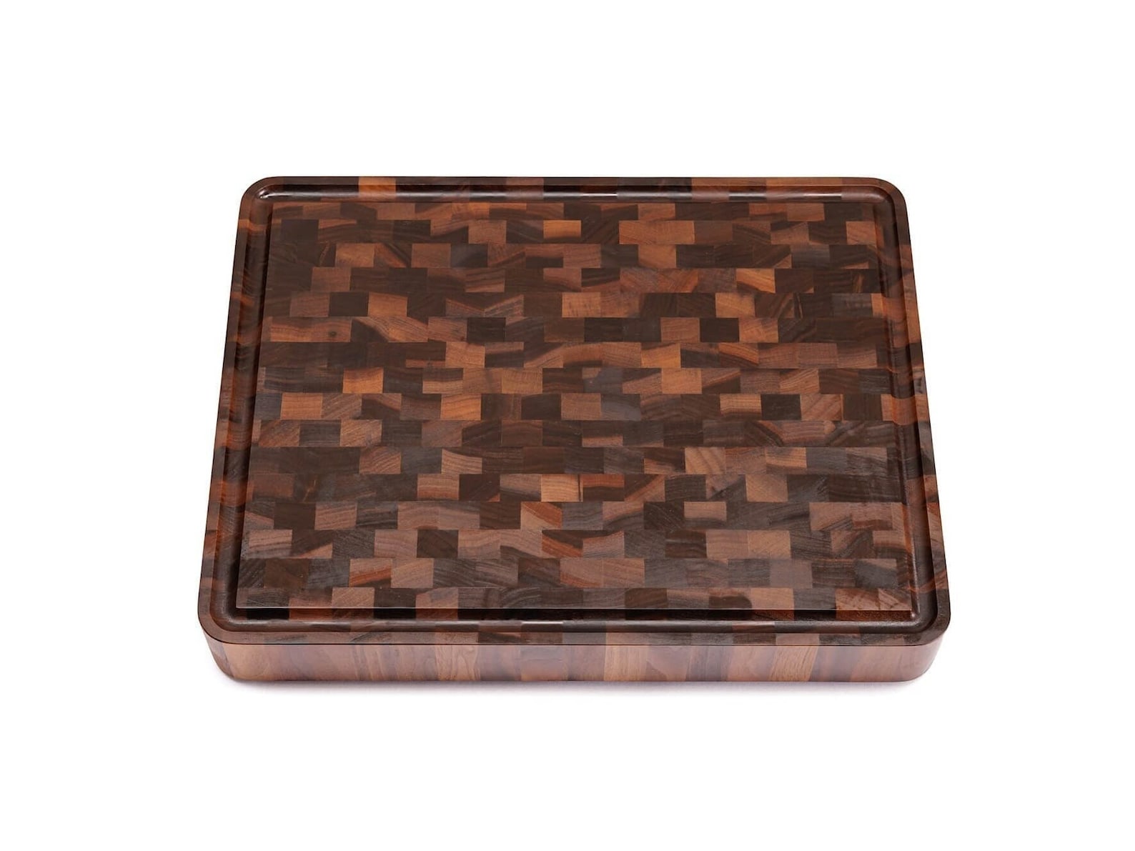 End-Grain Walnut Butcher Block: Amish Handmade Cutting Board - 14" x 18" x 2.25" inches