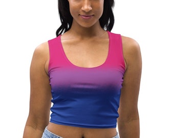 Bisexual Crop Top; Bi Pride Sprayed Flag Cropped Shirt; Bisexual Pride Outfit; Trendy LGBT Tank Top; LGBTQIA Clothing Pride Parade