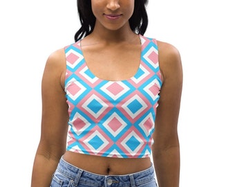 MTF Transgender Crop Top; Subtle Trans Pride Cropped Shirt; Discreet Pride Outfit; Trendy Trans Flag Tank Top; Gift For Trans Daughter