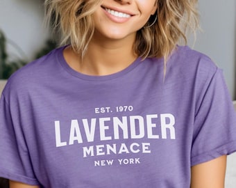 Lavender Menace Shirt, Lesbian Pride Tee, Queer Resistance T-Shirt, Sapphic Feminist Gift, LGBTQ Activist, Subtle WLW Pride 70s Feminism
