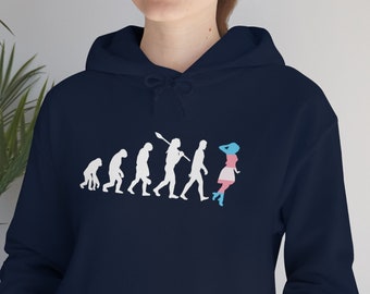 Transgender MTF Hoodie, Funny Trans Pride Sweatshirt, MTF Trans Pride Outfit, Evolution Transition Clothing, Gift For Trans Daughter