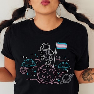 Transgender Shirt, Funny Trans Pride Flag Shirt, Space Astronaut Meme Tshirt, Gift For FTM Son Or MTF Daughter, Cute Subtle LGBTQIA clothing