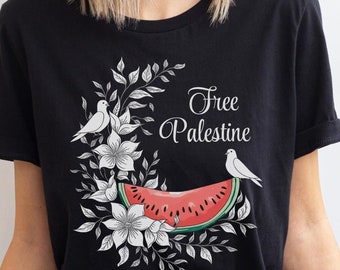 Free Palestine Shirt, Dove Of Peace Political Activism Tshirt, Support Gaza Tee, Palestinian Watermelon Flag Solidarity Gift, Human Rights