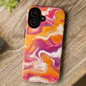 Lesbian TOUGH Phone Case; Subtle Lesbian Pride Flag Watercolor Paint Abstract Iphone Case; WLW Gay Girl Case For Samsung Galaxy