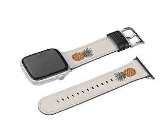 Swingers watch band for Apple iwatch, Upside down pineapple faux leather strap Fits all Series - 38 40 41 42 44 45 46 49 mm - Watch NOT INCL