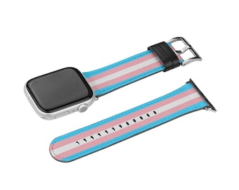 Transgender Watch Band For Apple iWatch, Subtle Trans Pride Strap, Discreet LGBTQ Fits all Series- 38 40 41 42 44 45 46 49mm -Watch NOT INCL