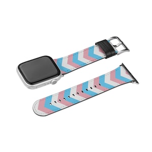 Transgender Watch Band For Apple iwatch, Subtle Trans Pride Strap, Discreet LGBTQ Fits all Series 38 40 41 42 44 45 46 49 mm -Watch NOT INCL