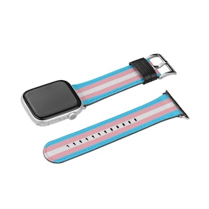 Transgender Watch Band For Apple iWatch, Subtle Trans Pride Strap, Discreet LGBTQ Fits all Series- 38 40 41 42 44 45 46 49mm -Watch NOT INCL