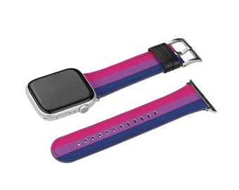 Subtle Bi Pride Watch Band For Apple iWatch, Bisexual Watch Strap, Discreet LGBTQ, Fits all Series-38 40 41 42 44 45 46 49 mm-Watch NOT INCL