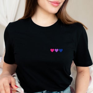 Subtle Bisexual Shirt; Discreet Bi Pride Tshirt; Bisexual Hearts Pocket Design Tee; LGBT Clothing; LGBTQ Pride Outfit, Gift For Bi Daughter