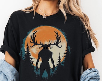 Wendigo Cryptid Comfort Colors Shirt, Urban Legend Kryptozoologie T-Shirt, Folklore Monster T-Shirt, Ockultes Dark Academia Geschenk für Cryptid Jäger