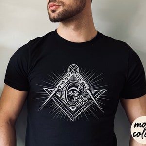Freimaurer Shirt, Freimaurer T-Shirt, Freimaurerei Tshirt, Secret Society Tee, Illuminati Brüderlichkeit Bekleidung, Winkel und Kompass Geschenk für Mason