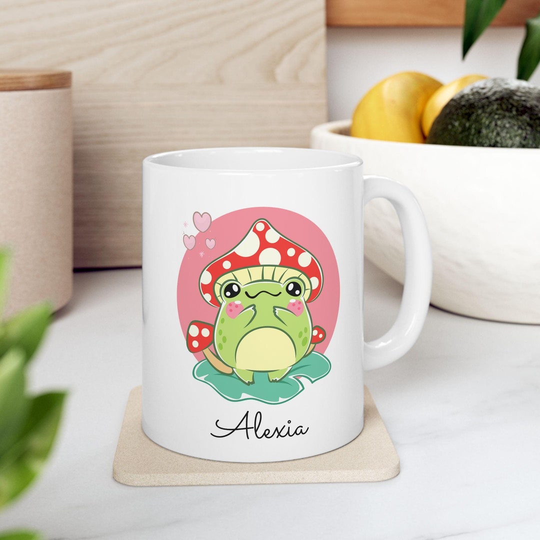 Personalized Cute Frog Mug for Children, Custom Kawaii Frog Coffee Mug ...
