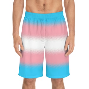 Transgender FTM-badmode Trans Pride-zwemshorts Trans Flag Shorts Trans Pride Outfit Boardshorts met zakken Zomerfestivalkleding